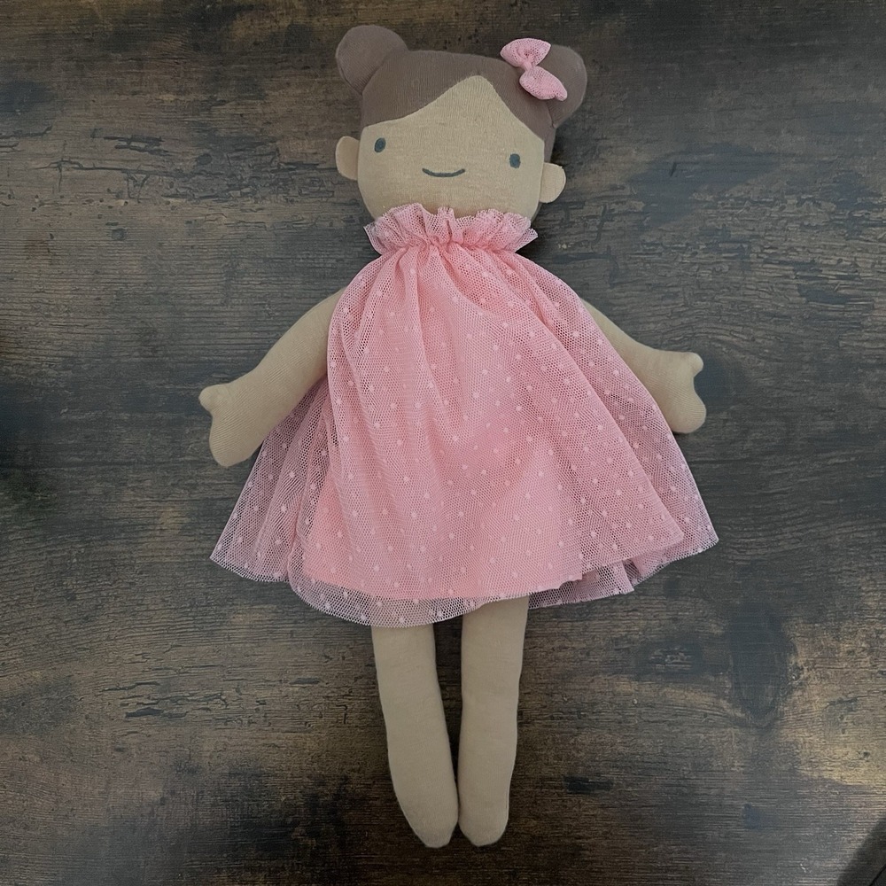 Target Plush Doll Girl Pink Tulle Dress Bow Brown Hair 2021 Soft Toy Dolly 12"